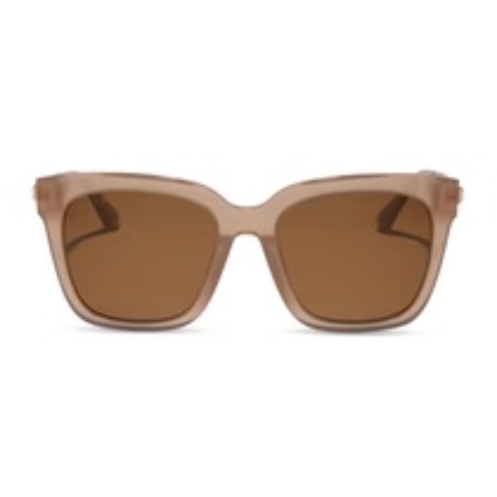 DIFF Bella Oversized Square Warm Taupe Brown Polarized Sunglasses